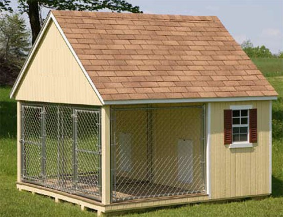 Custom dog kennels.  Built to securely keep your animal safe from the elements.